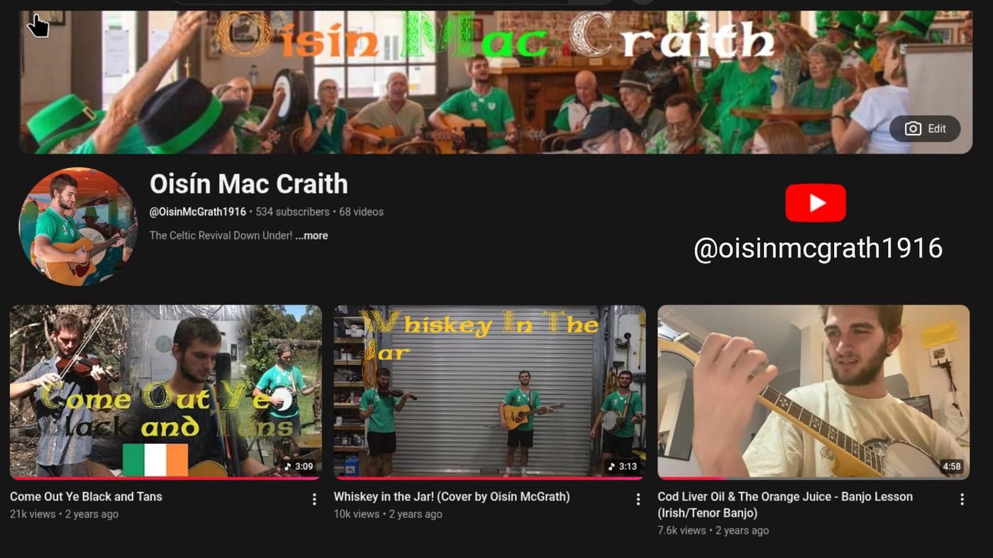 The Oisín Mac Craith YouTube channel